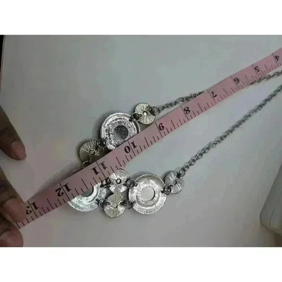 Premier Designs Necklace Multicolor Stones Bib Style Chain Link Silvertone - Picture 4 of 6